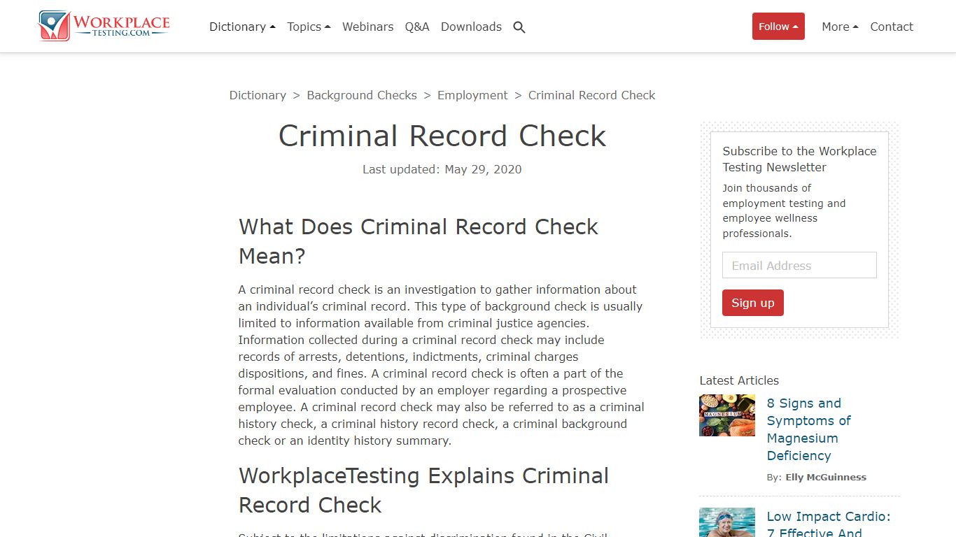 What is a Criminal Record Check? - Definition from WorkplaceTesting